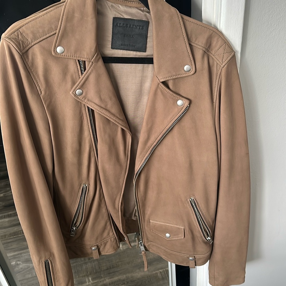 All Saints sheep leather tan jacket